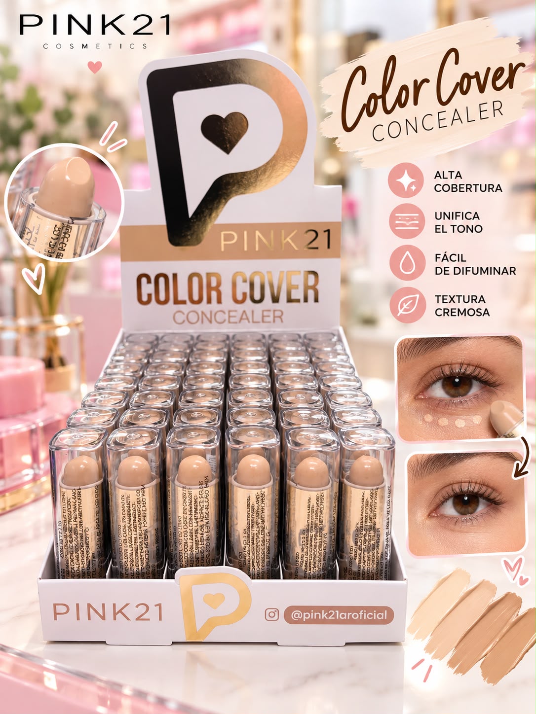 Pink 21 concealer en barra