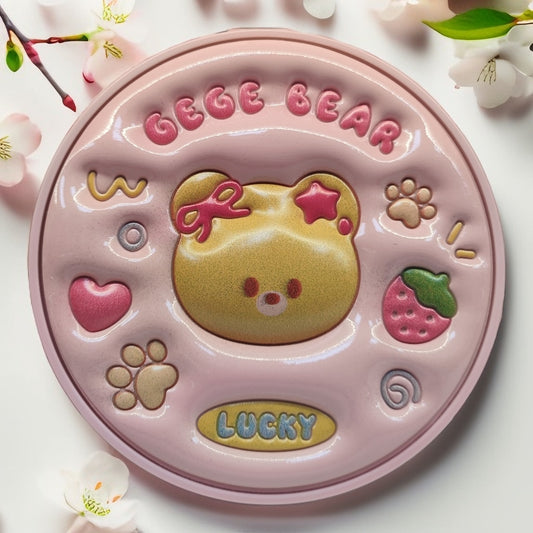 gege bear base en crema cushion con esponja y espejo