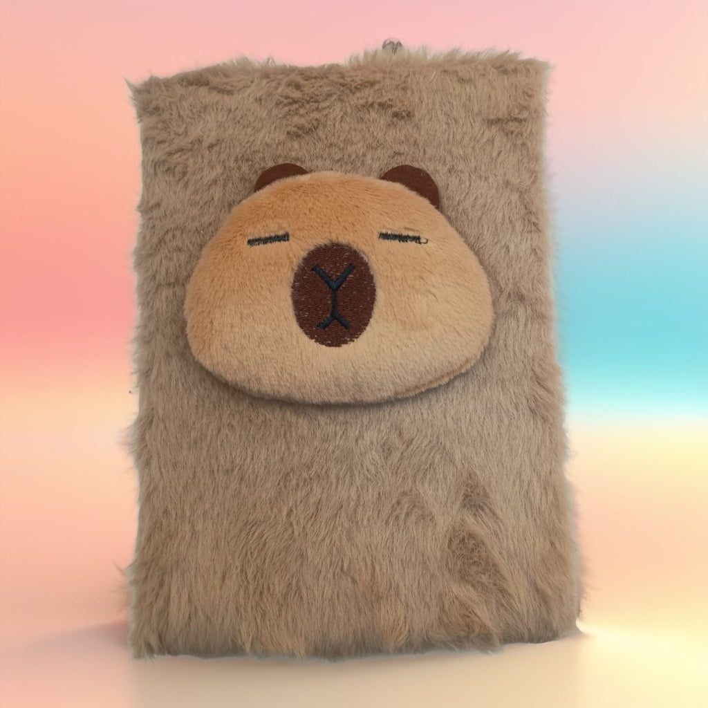 Cuaderno con personajes y peluche