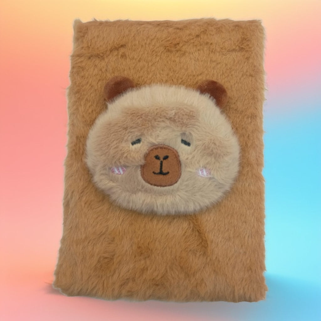 Cuaderno con personajes y peluche