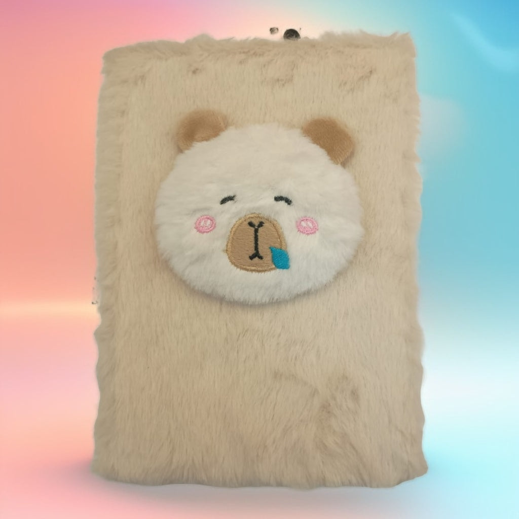 Cuaderno con personajes y peluche