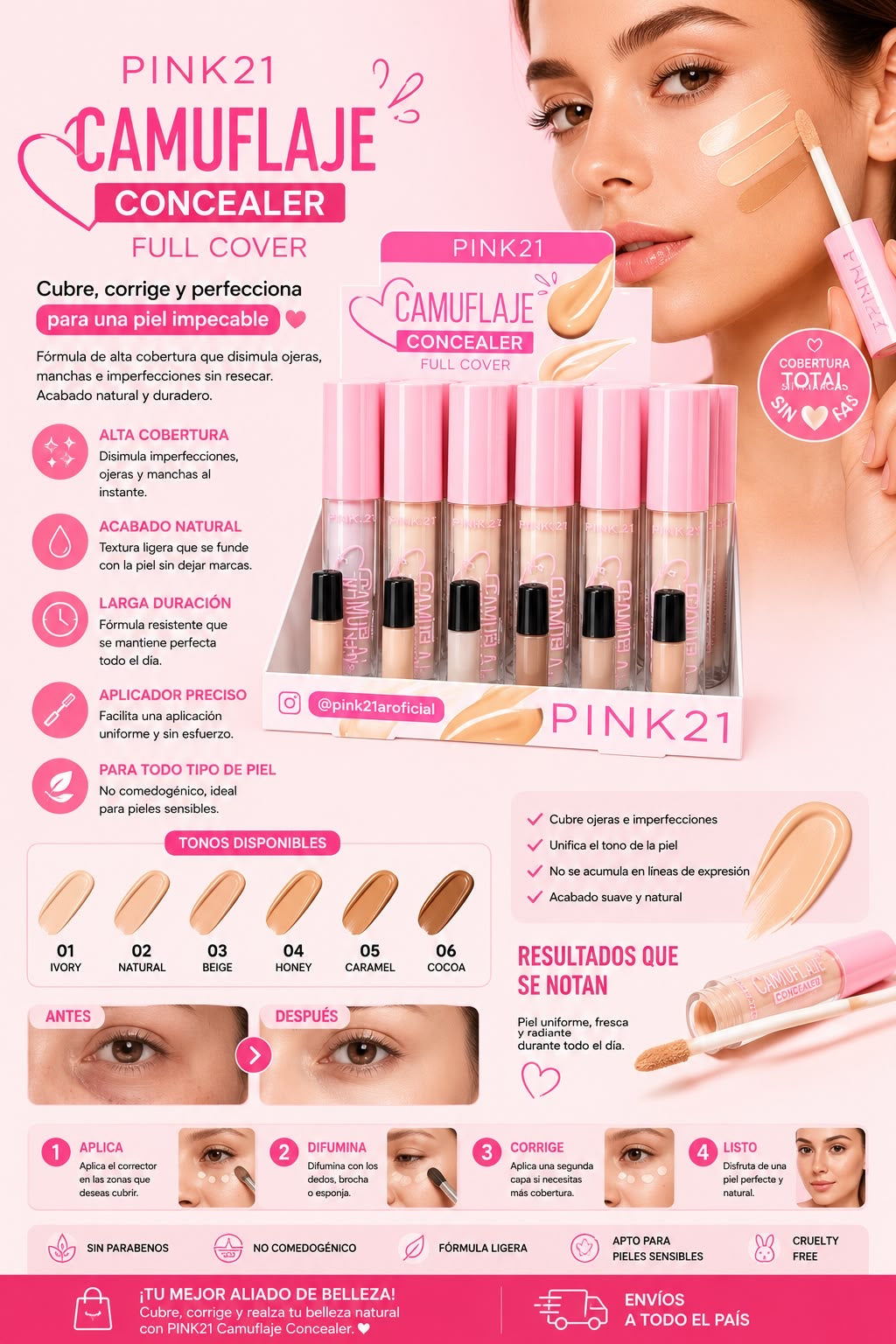 pink21 corrector liquido