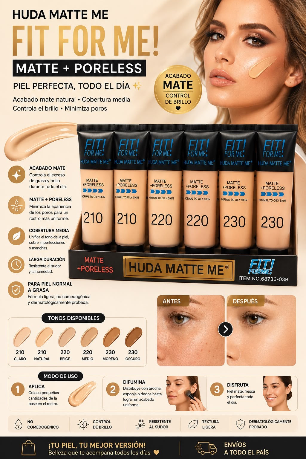 huda matte me base liquida