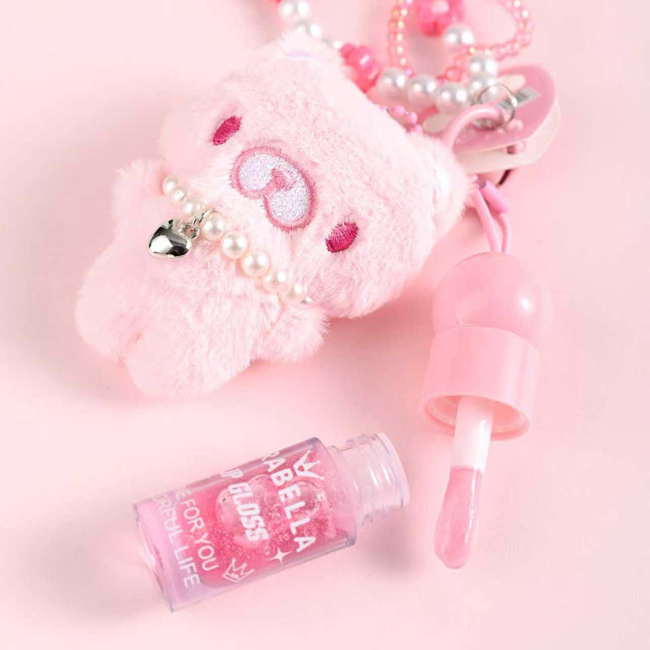 LIP GLOSS LLAVERO CON CONEJO