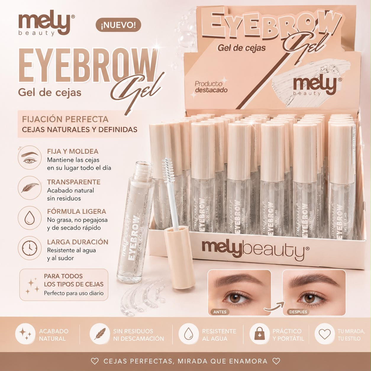 Mely gel mascara transparente
