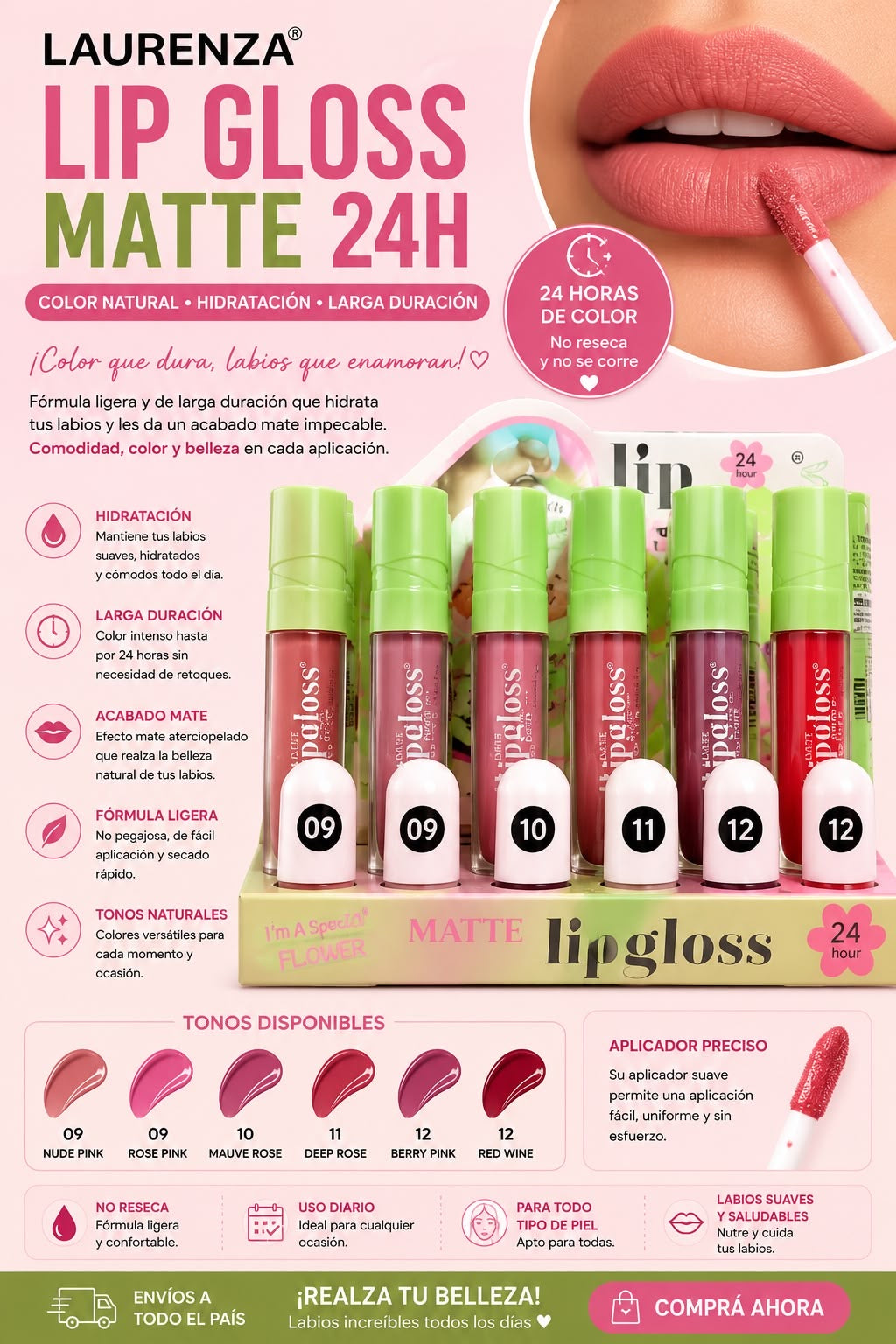 laurenza lipgloss matte 24hs