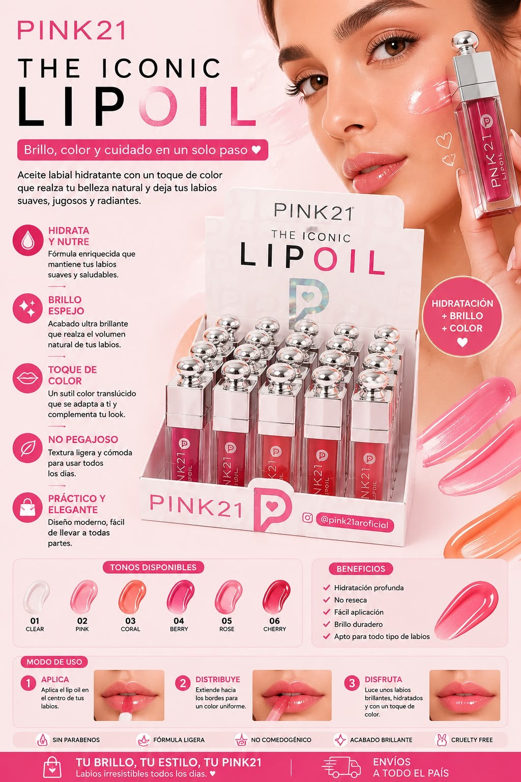 pink21 lip oil