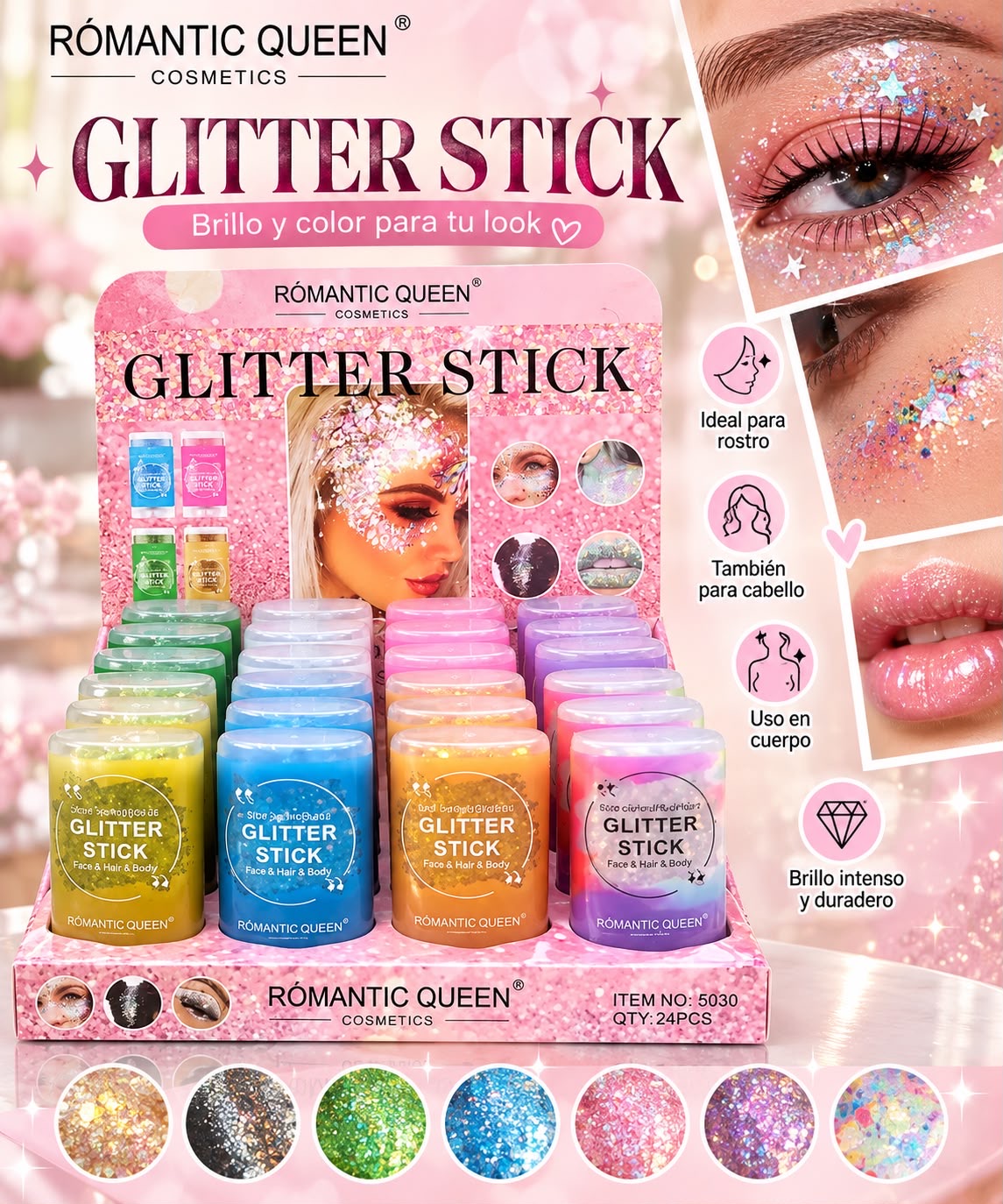 Romantic queen glitter en barra
