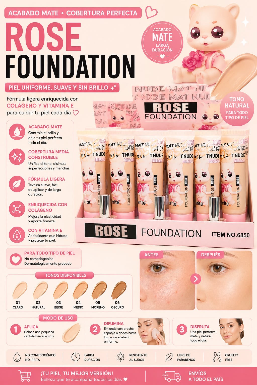 rose foundation base liquida