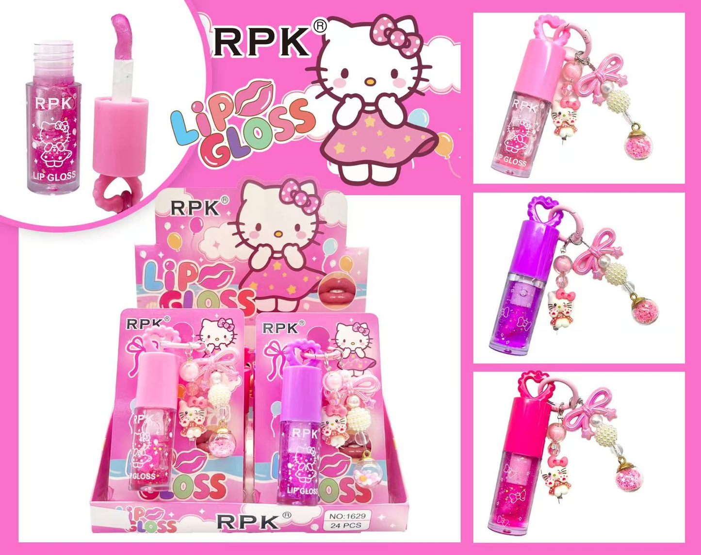 RPK lip gloss con llaveros brillo de labios