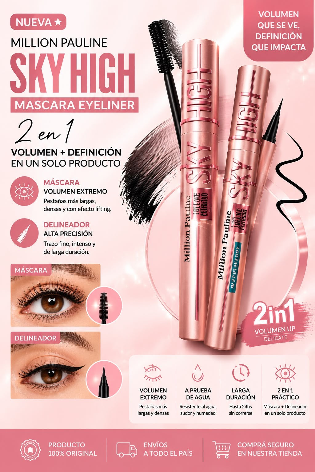 million pauline mascara y delineador 2en1