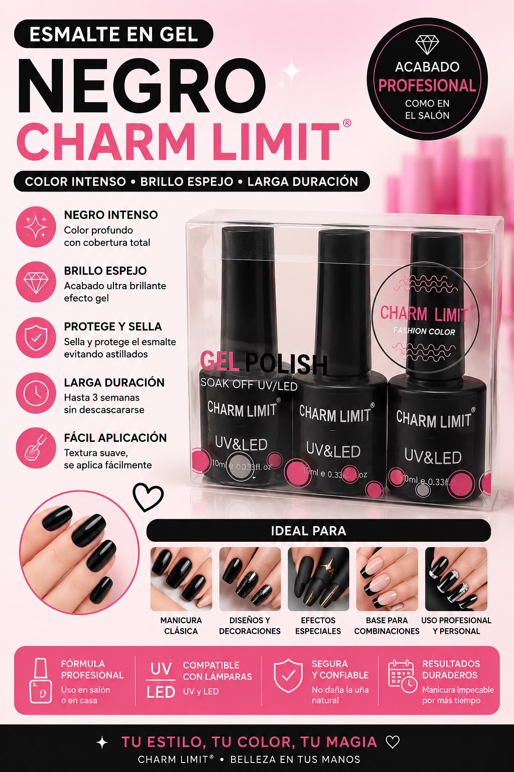 charm limit esmaltes color negro