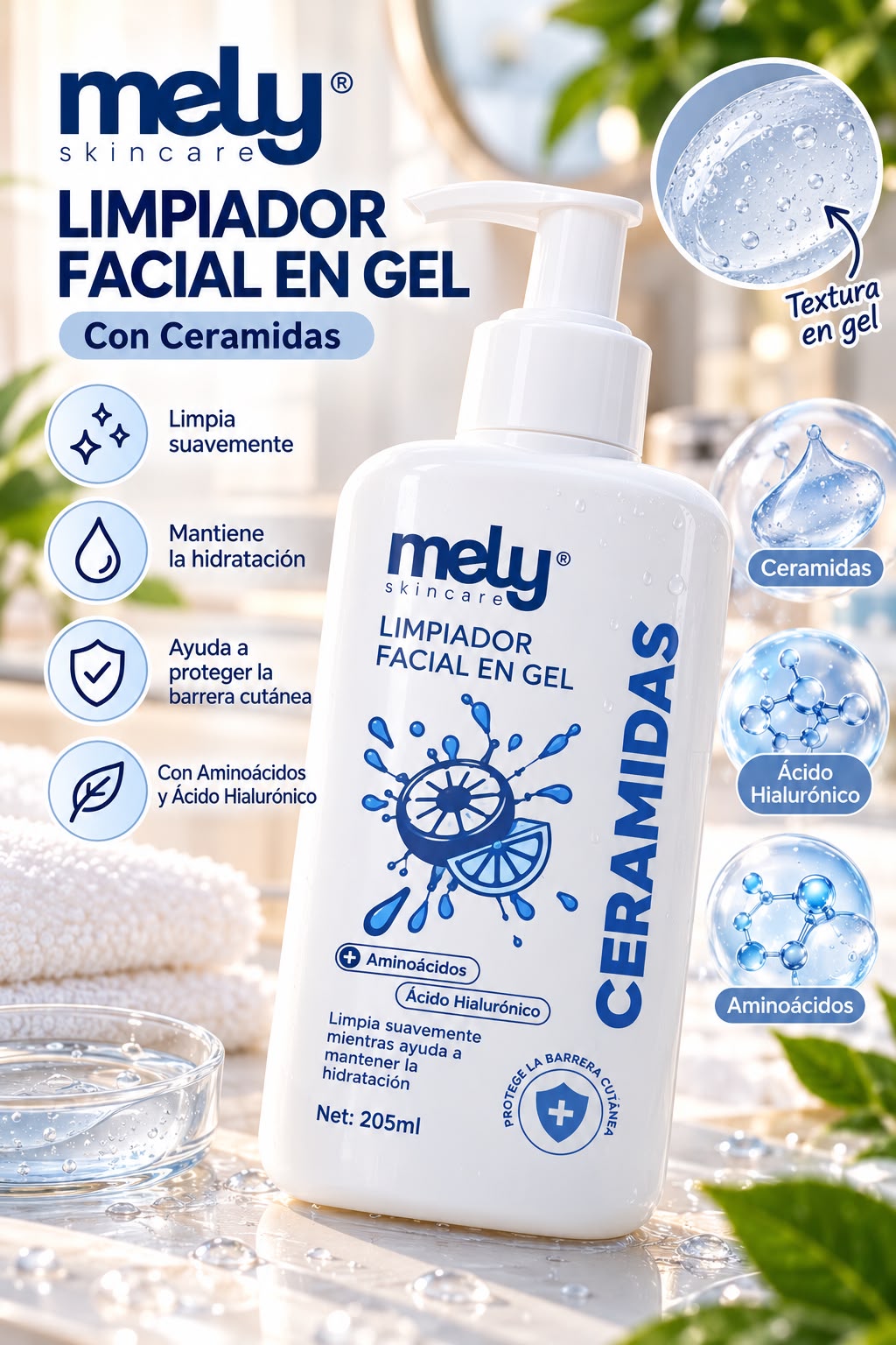 mely limpiador facial en gel ceramida