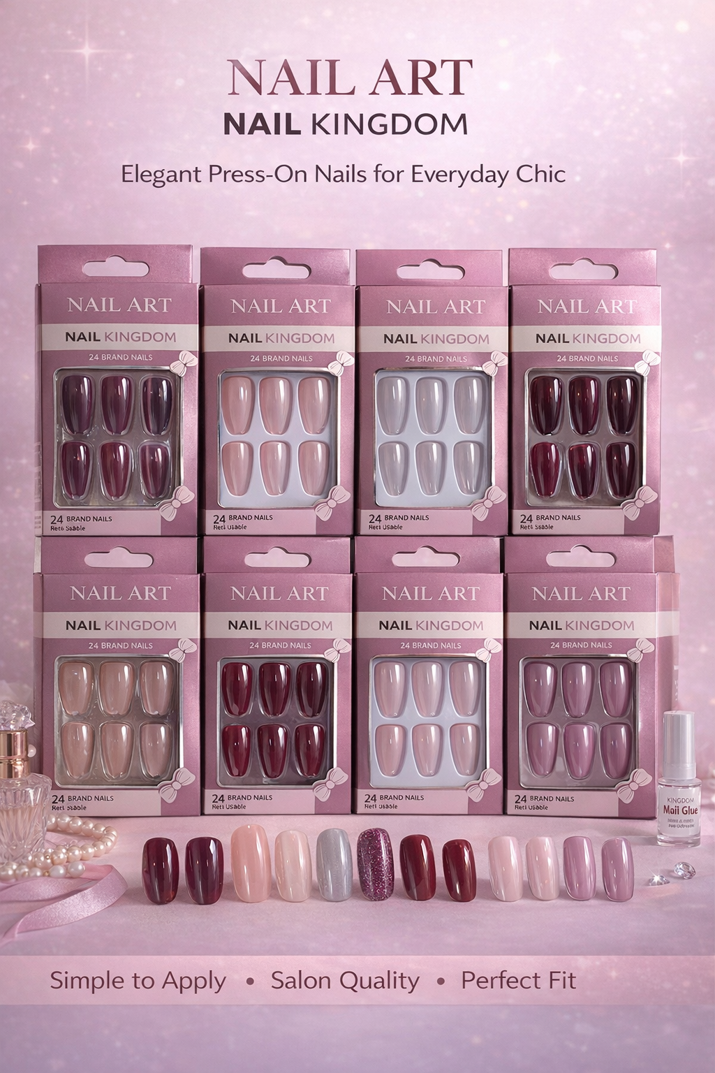 NAIL KINGDOM UÑAS POSTIZA 12pc