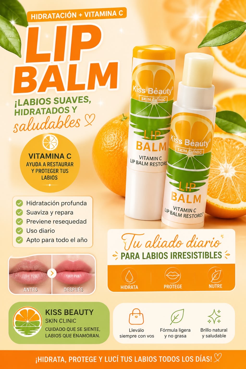 kiss beauty bálsamo labial de vitamina C
