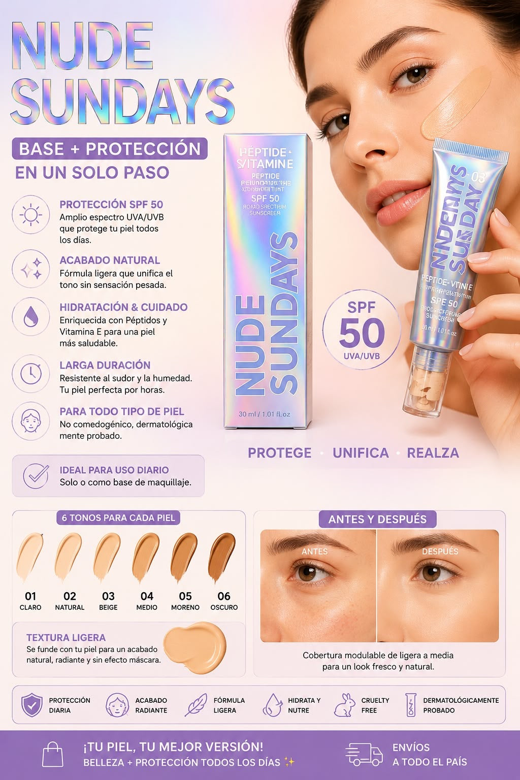 nude sundays base + protector solar