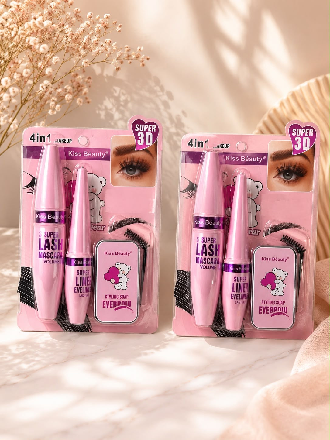 kiss beauty mascara de pestañas, delineador y cera para cejas