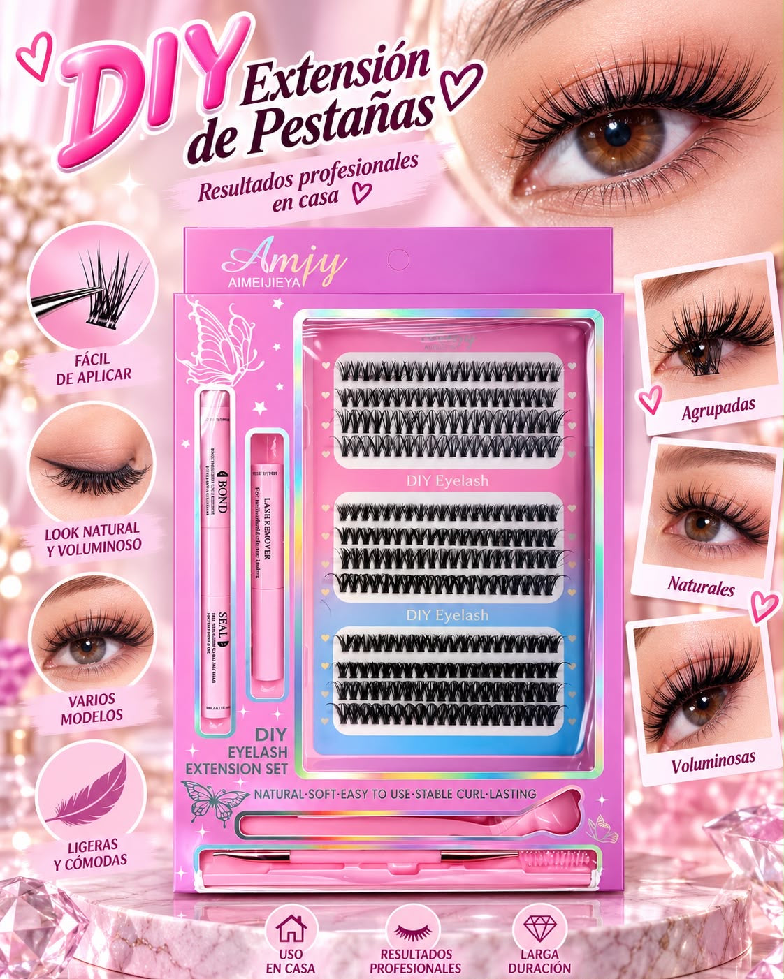 PESTAÑAS PUNTOS POR PUNTOS KIT COMPLETO 5 en 1