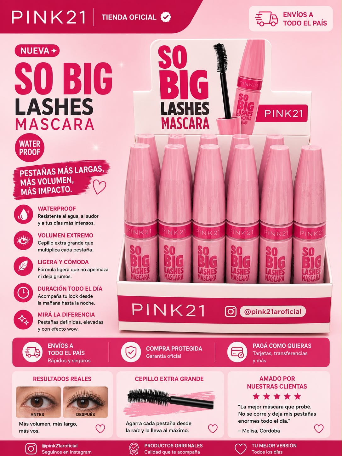 pink21 mascara de pestañas