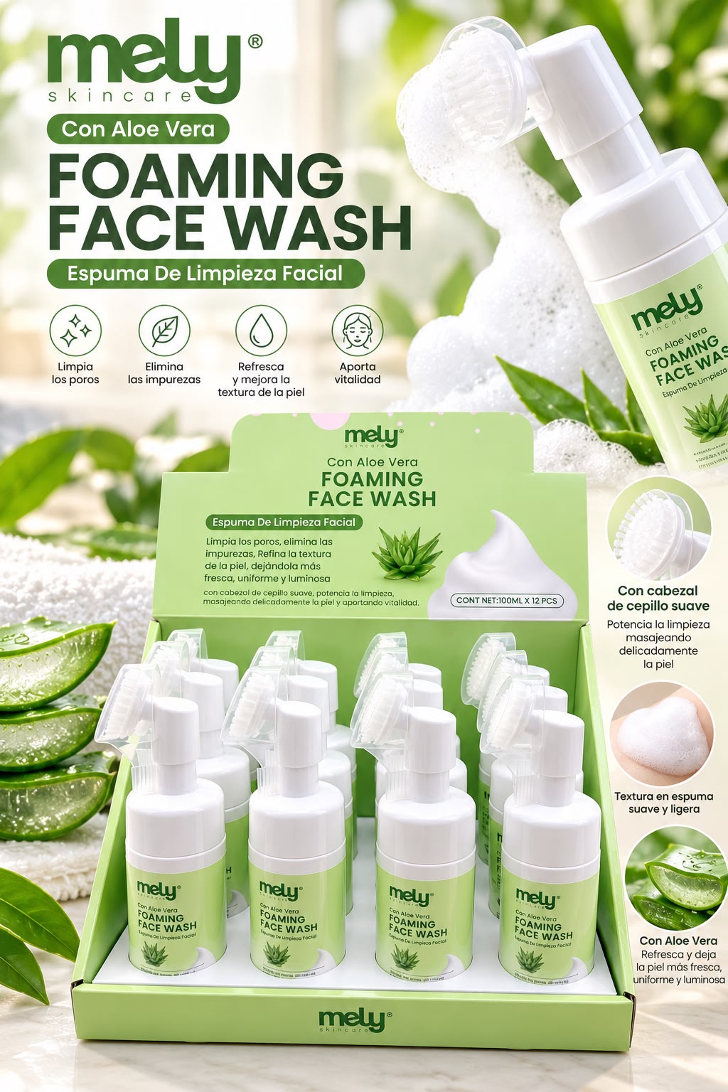 mely limpiador espumoso de aloe vera