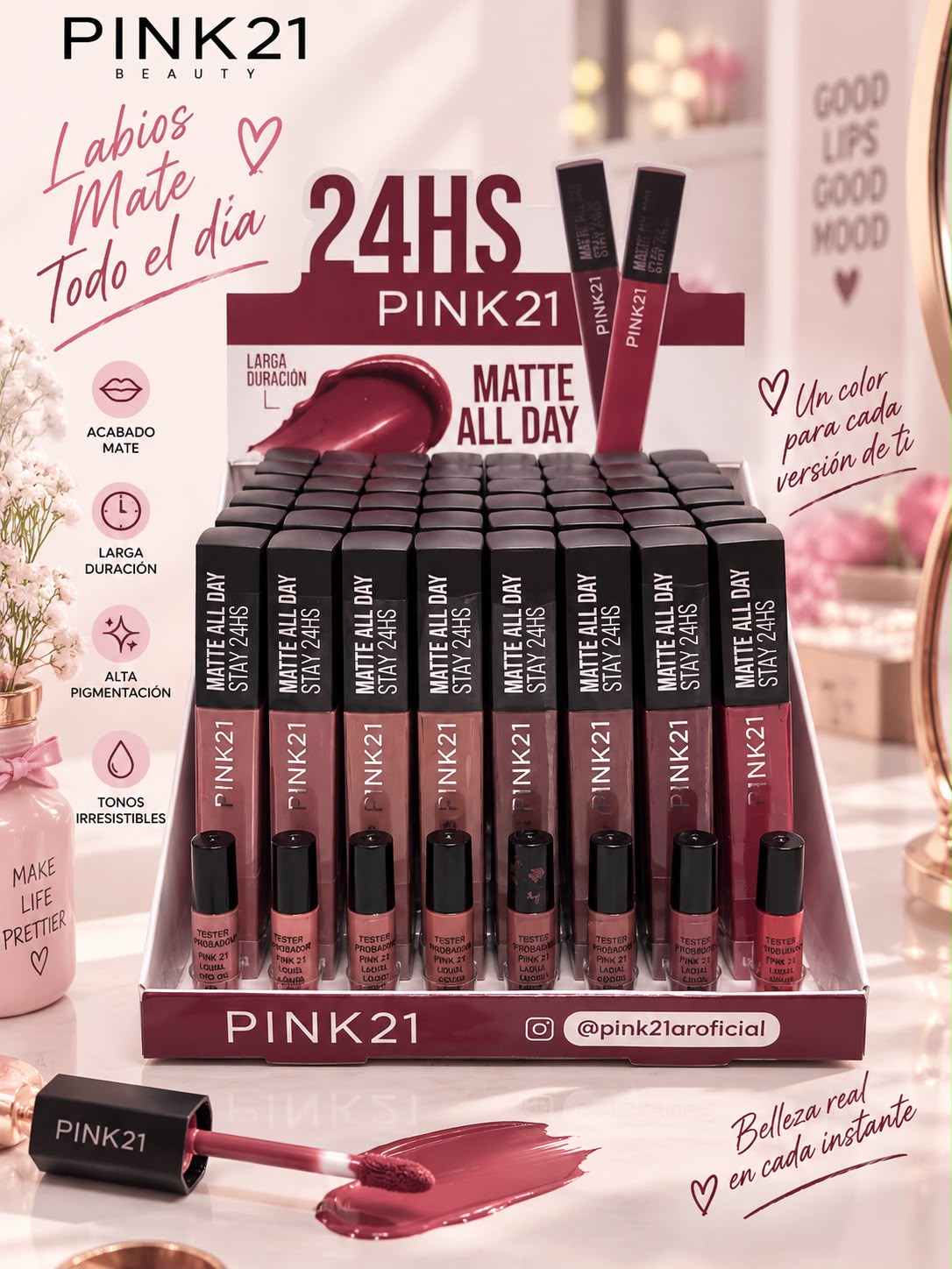 pink 21 labial matte 24hora