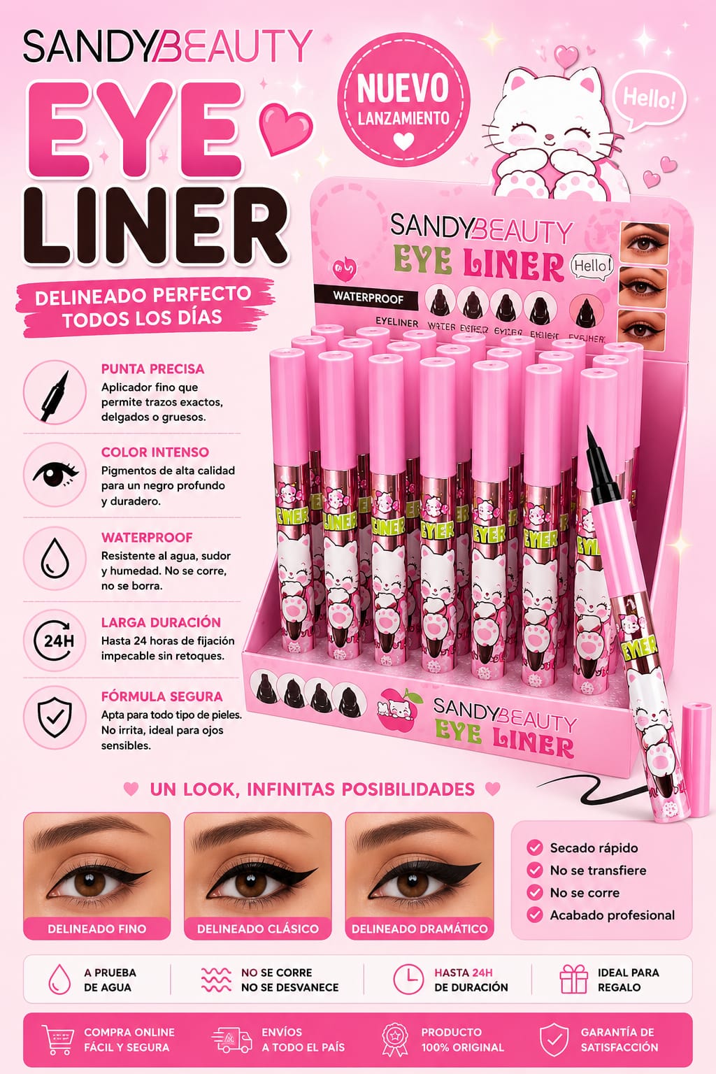 Sandy beauty eyeliner delineador ojo con sello