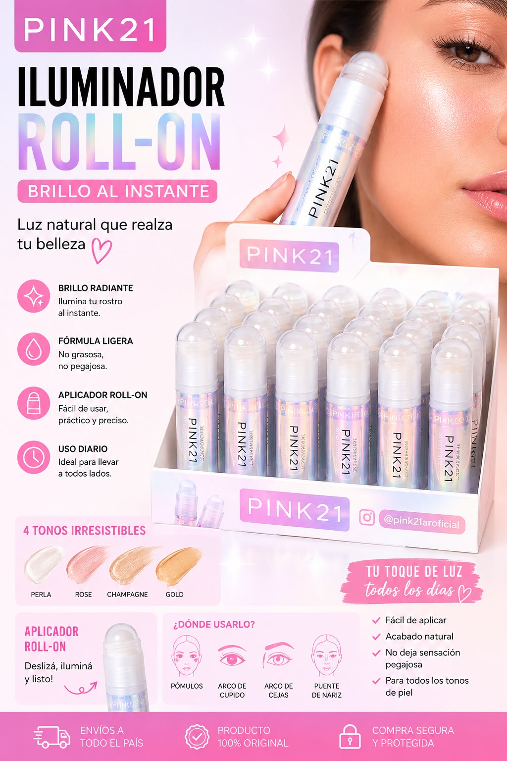 pink21 iluminador en polvo