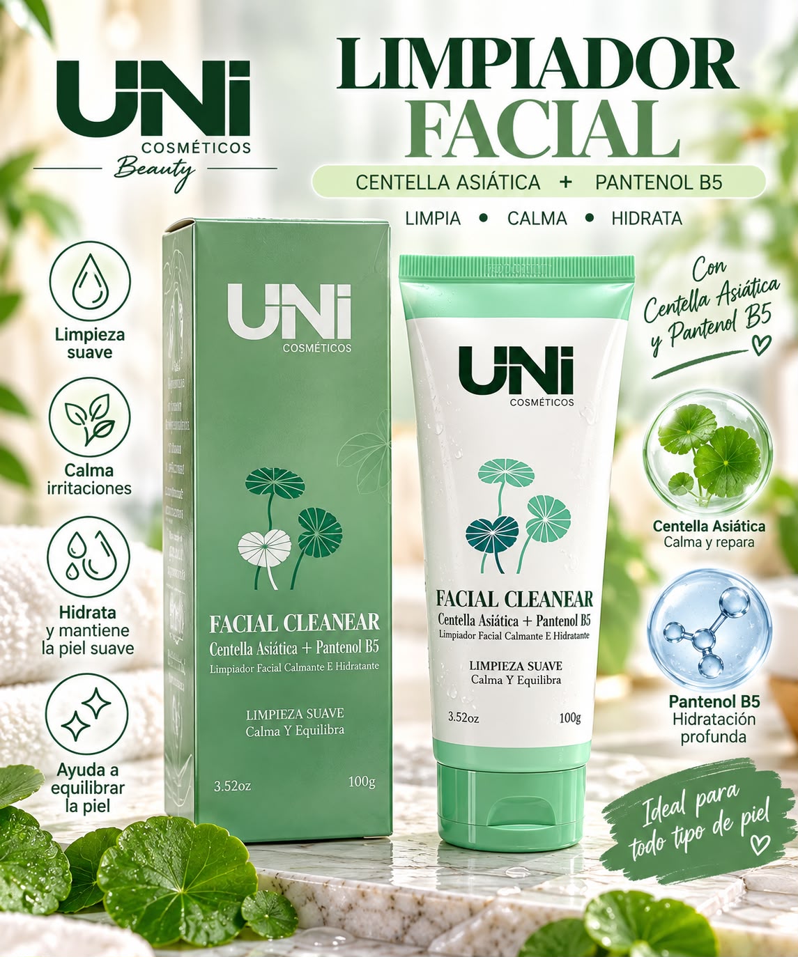uni limpiador facial centella asiatica
