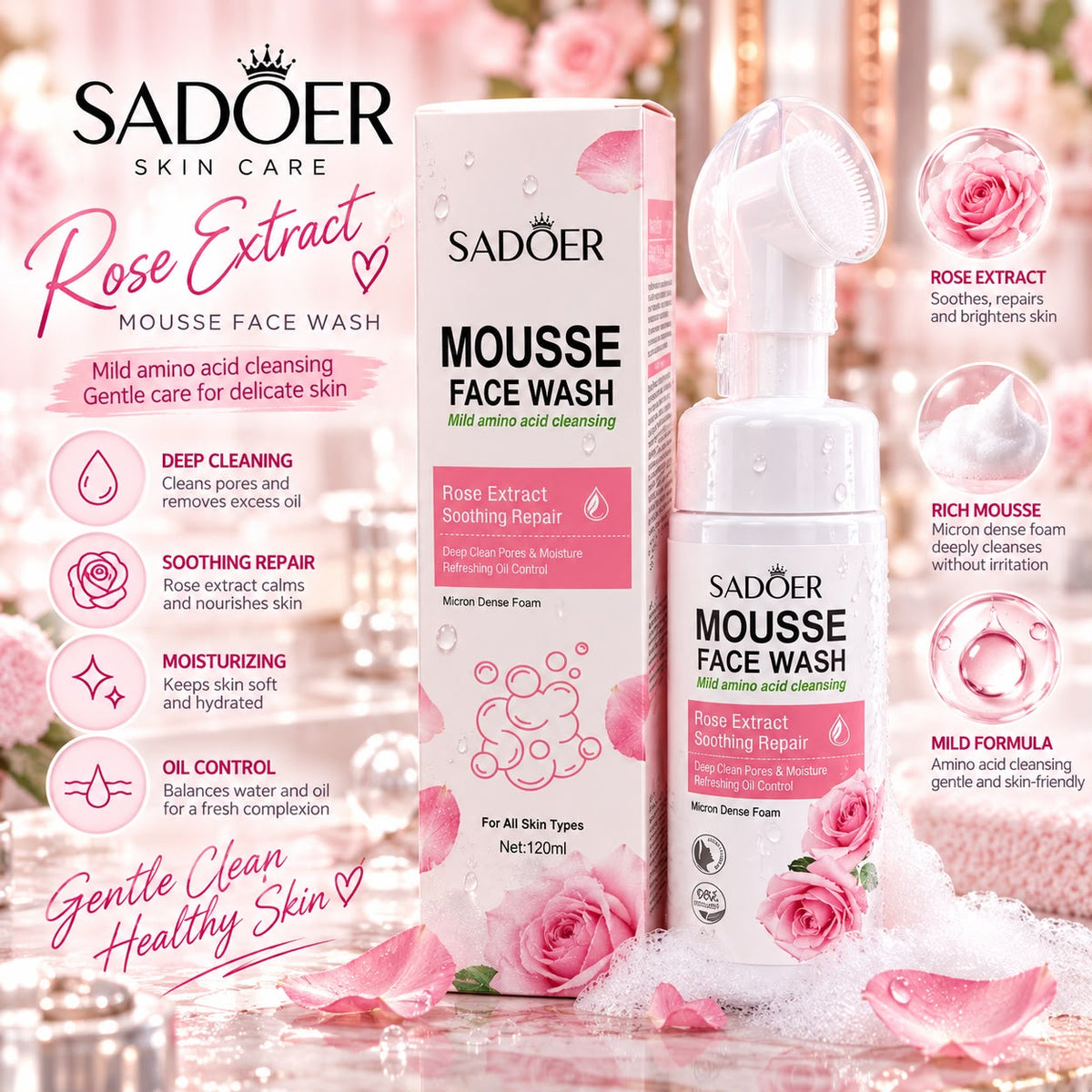 SADOER LIMPIADOR FACIAL MOUSSE ROSA