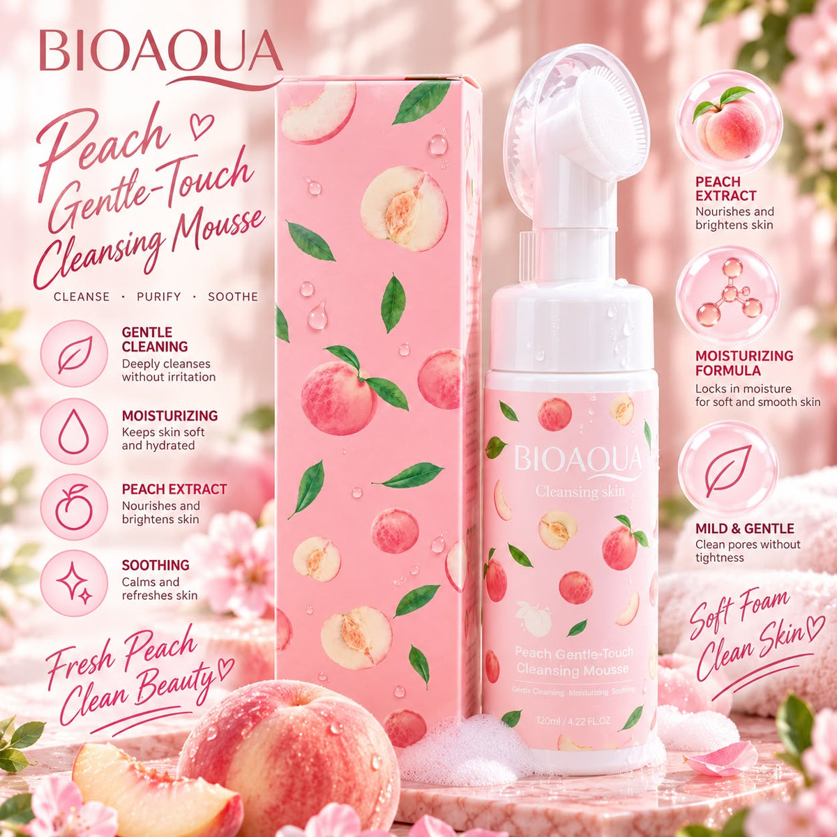 BIOGUA LIMPIADOR FACIAL ESPUMA DURAZNO