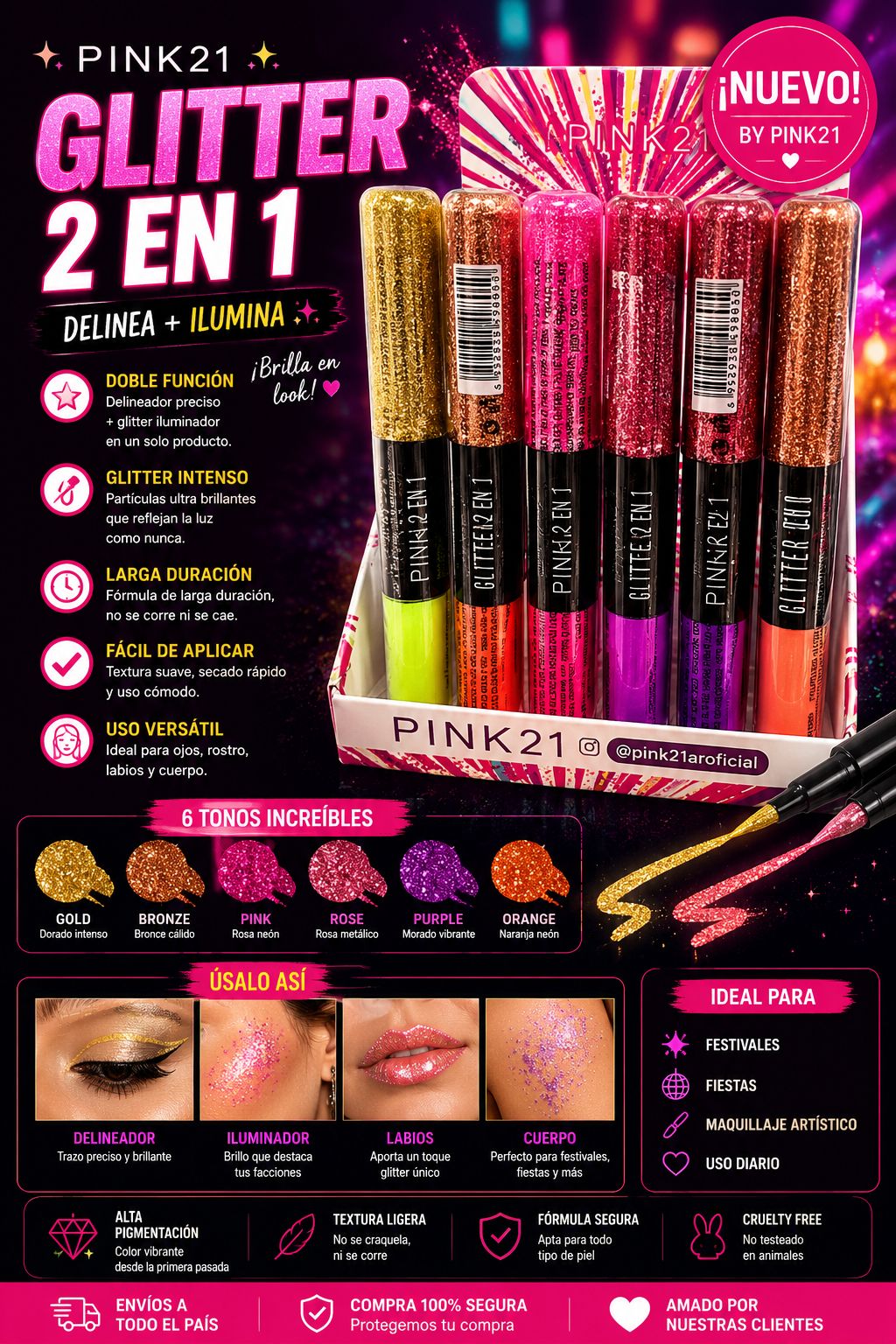 pink21 glitter duo