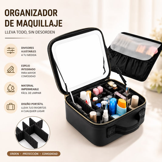 organizador de maquillaje con espejo