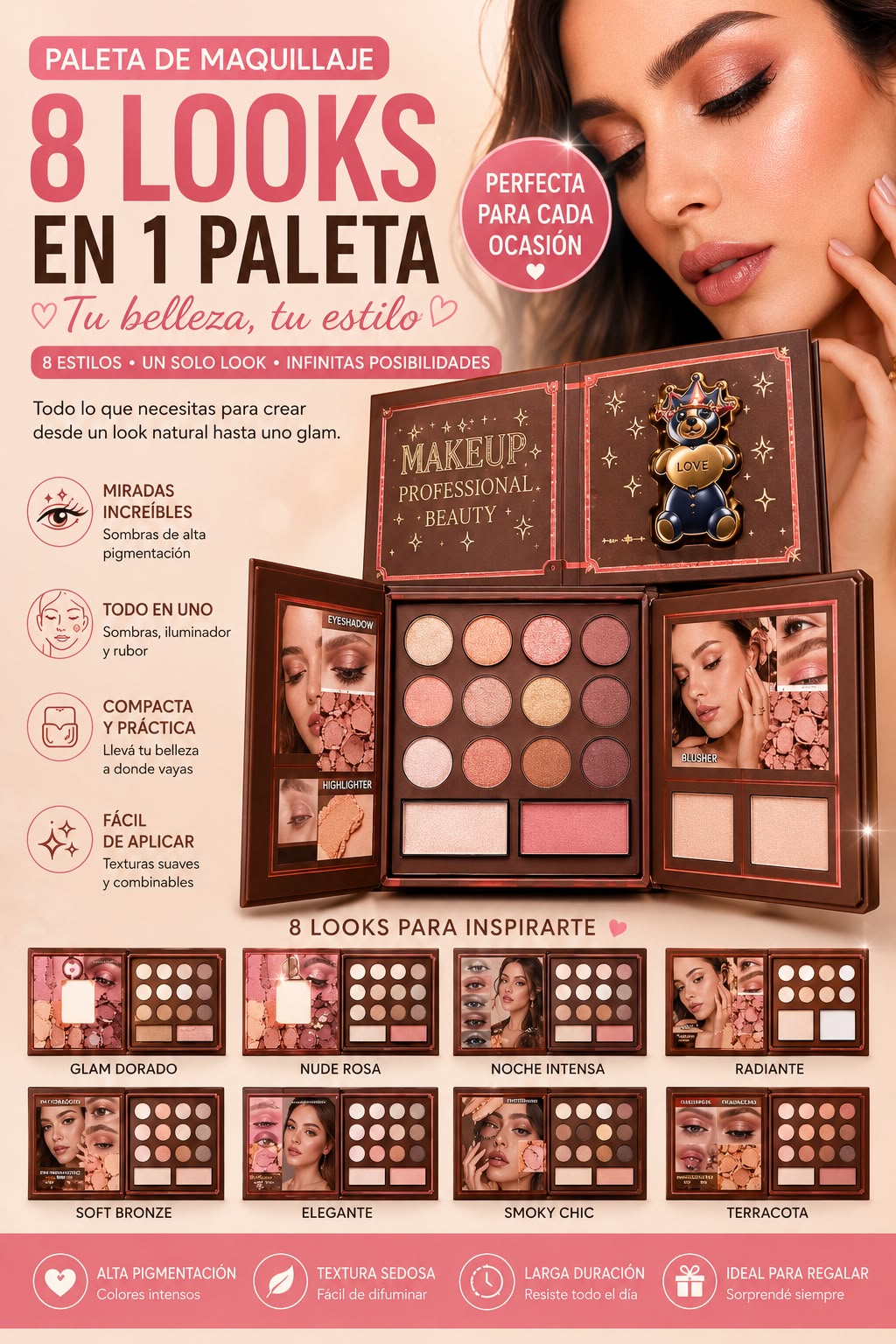 paleta de maquillaje 8 looks