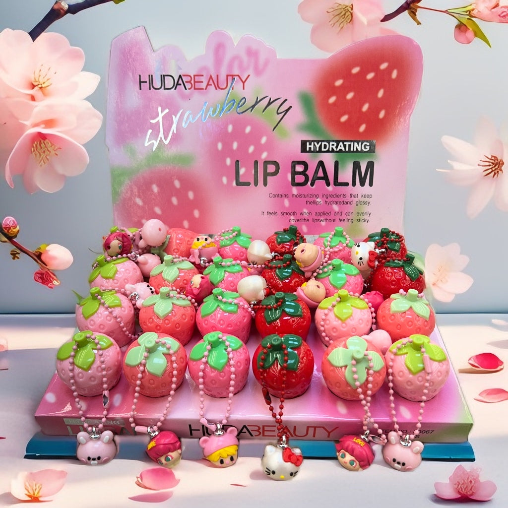 Hudabeauty lip Balm frutilla con llavero