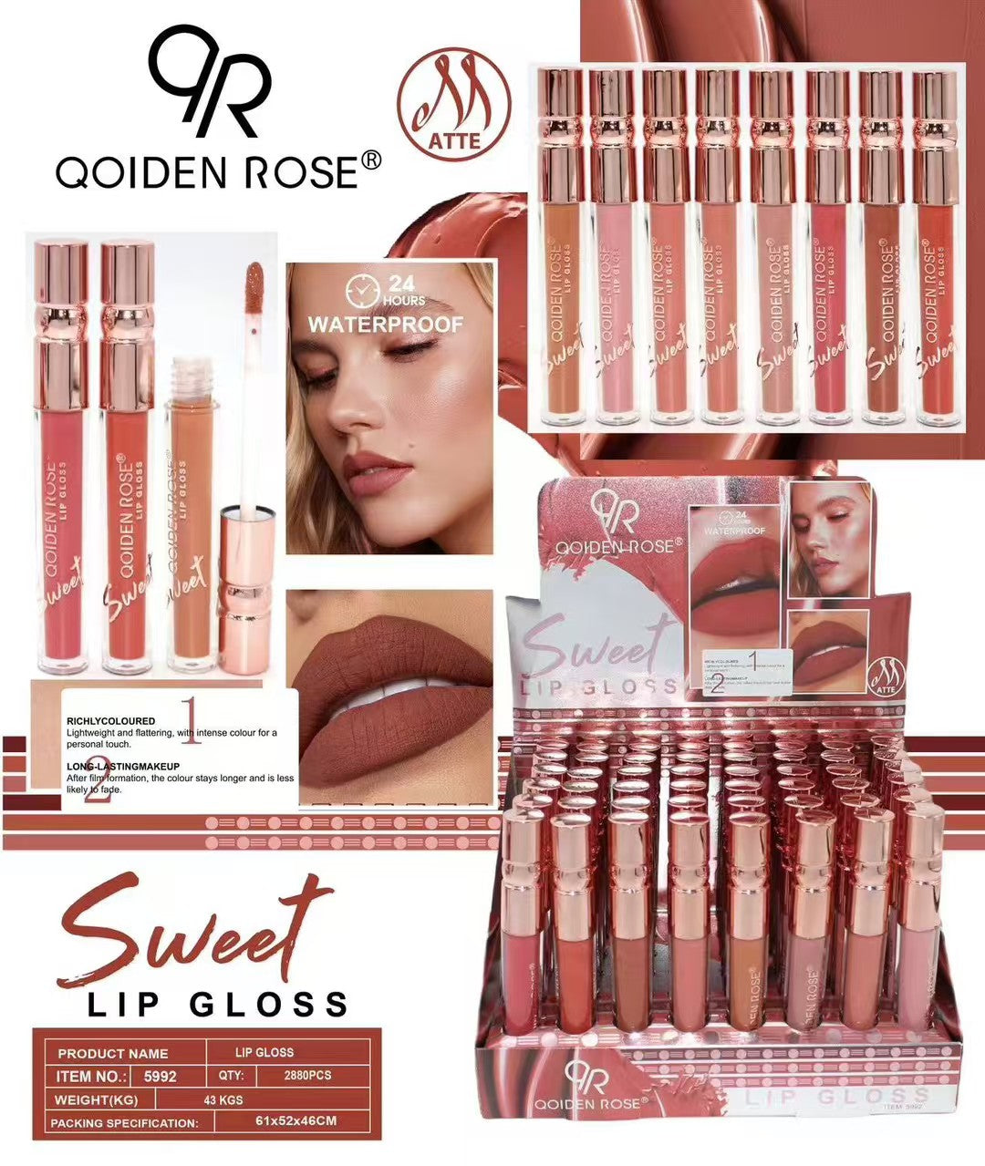 QOIDEN ROSE LABIAL MATTE LIP GLOSS
