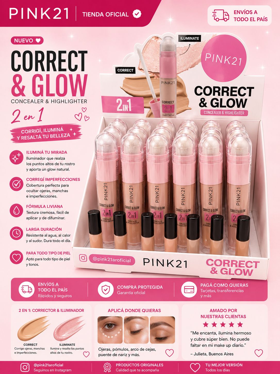 Pink21 corrector e iluminador 2en1
