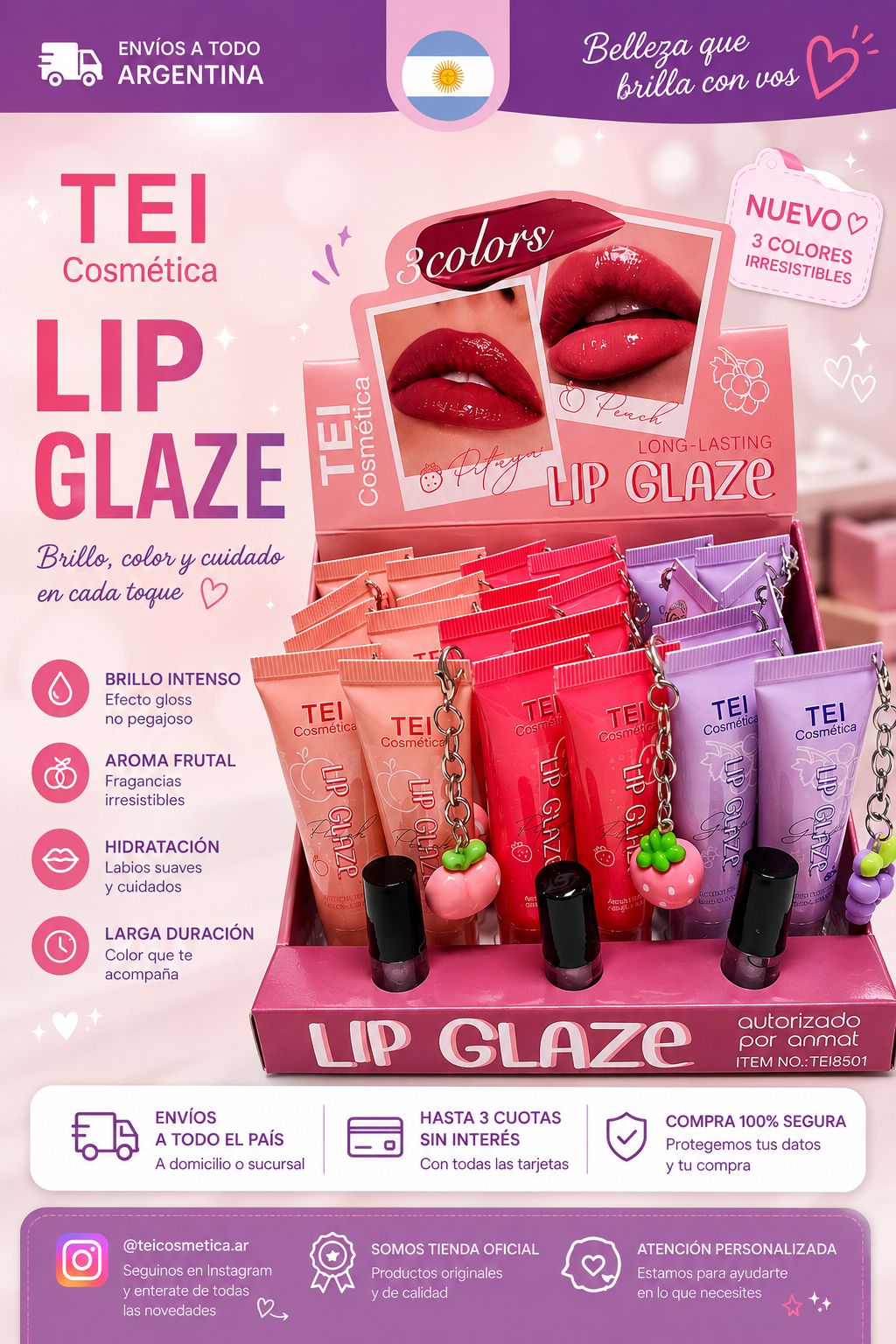 Tei labial lip glaze con llavero