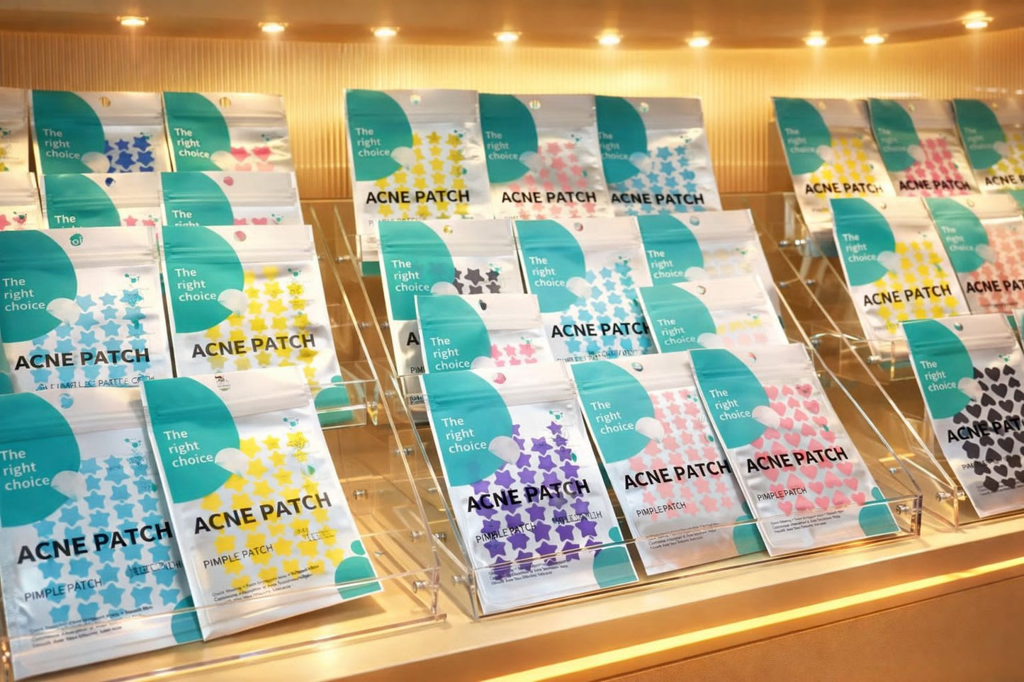 Parche para acné forma estrella corazón luna