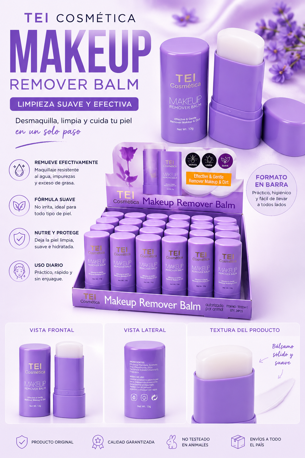 Tei removedor de maquillaje en barra