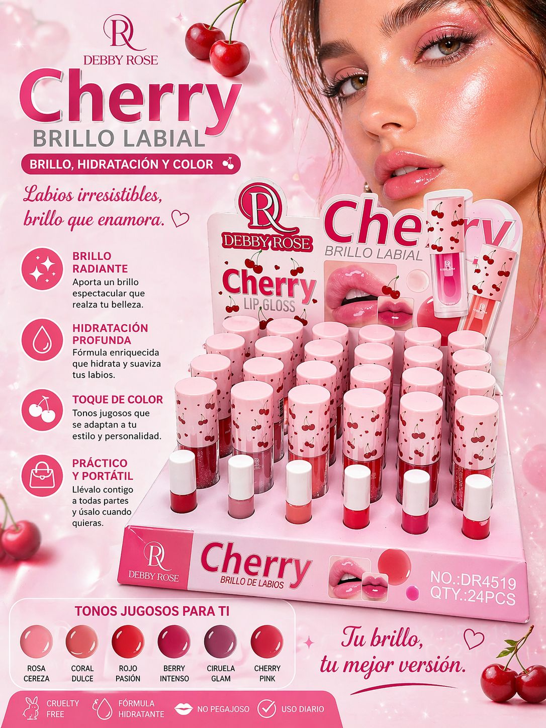 Brillo Labial Cherry de Debby Rose
