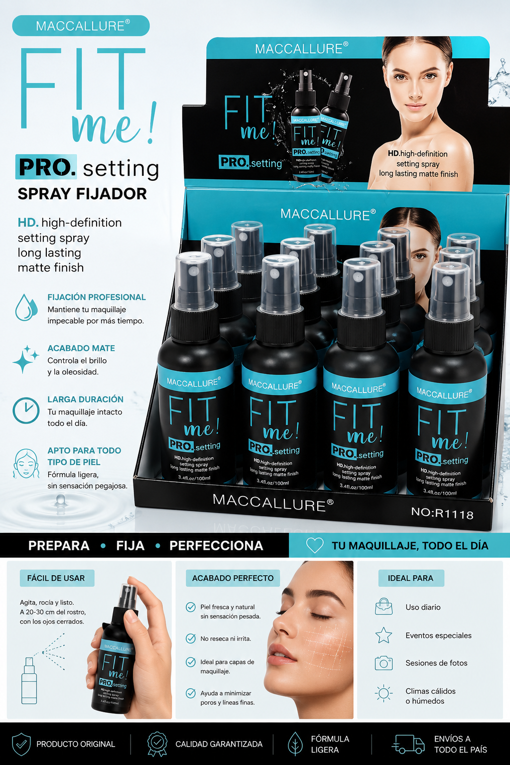 Maccallure fit me fijador de maquillaje