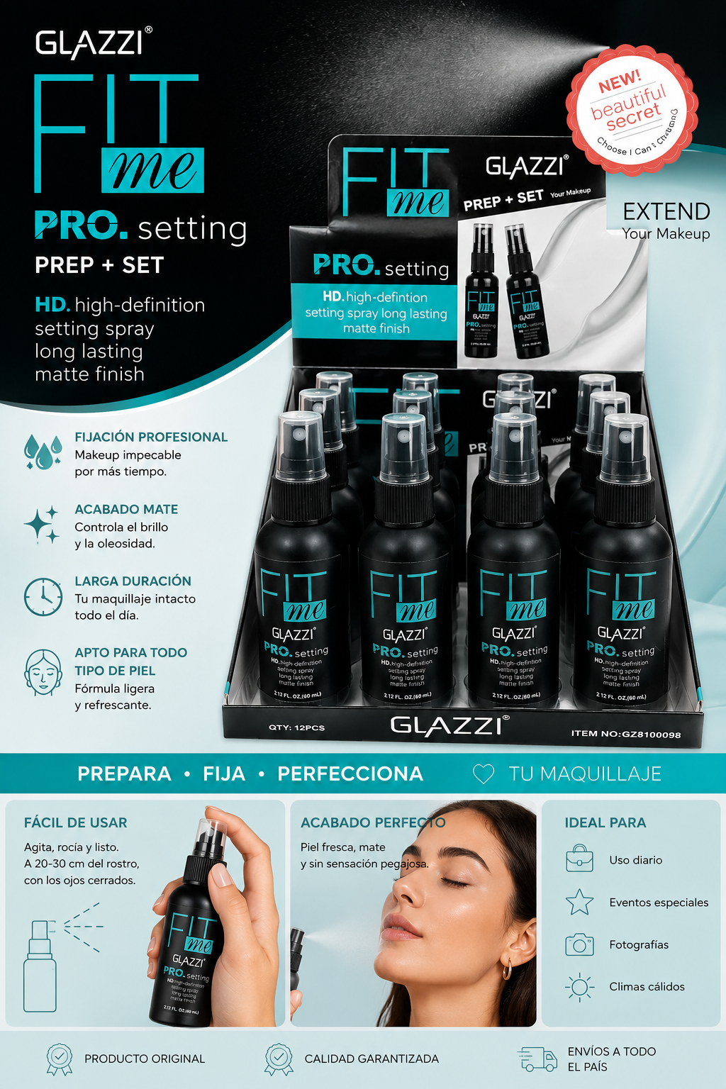 Glazzi fit me fijador en spray