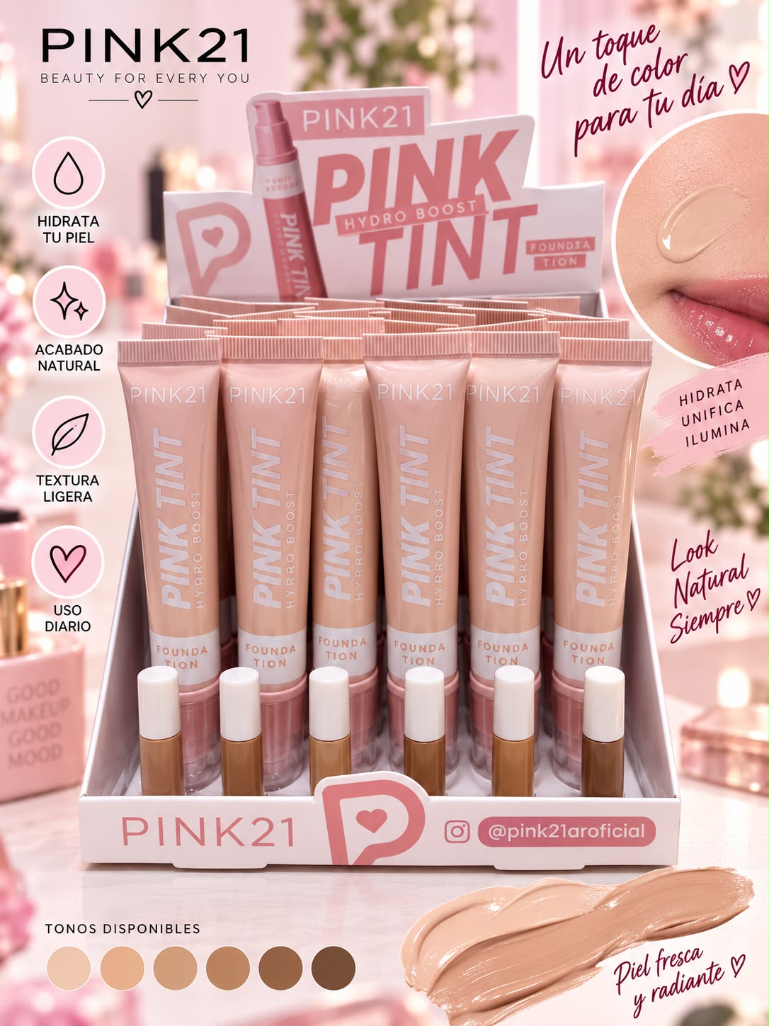 pink 21 tint fundation base liquido