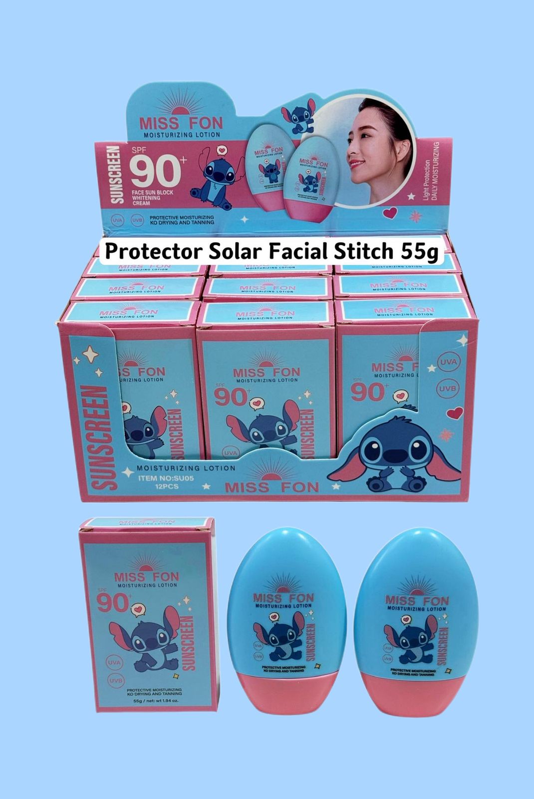 Protector solar facial de Stitch