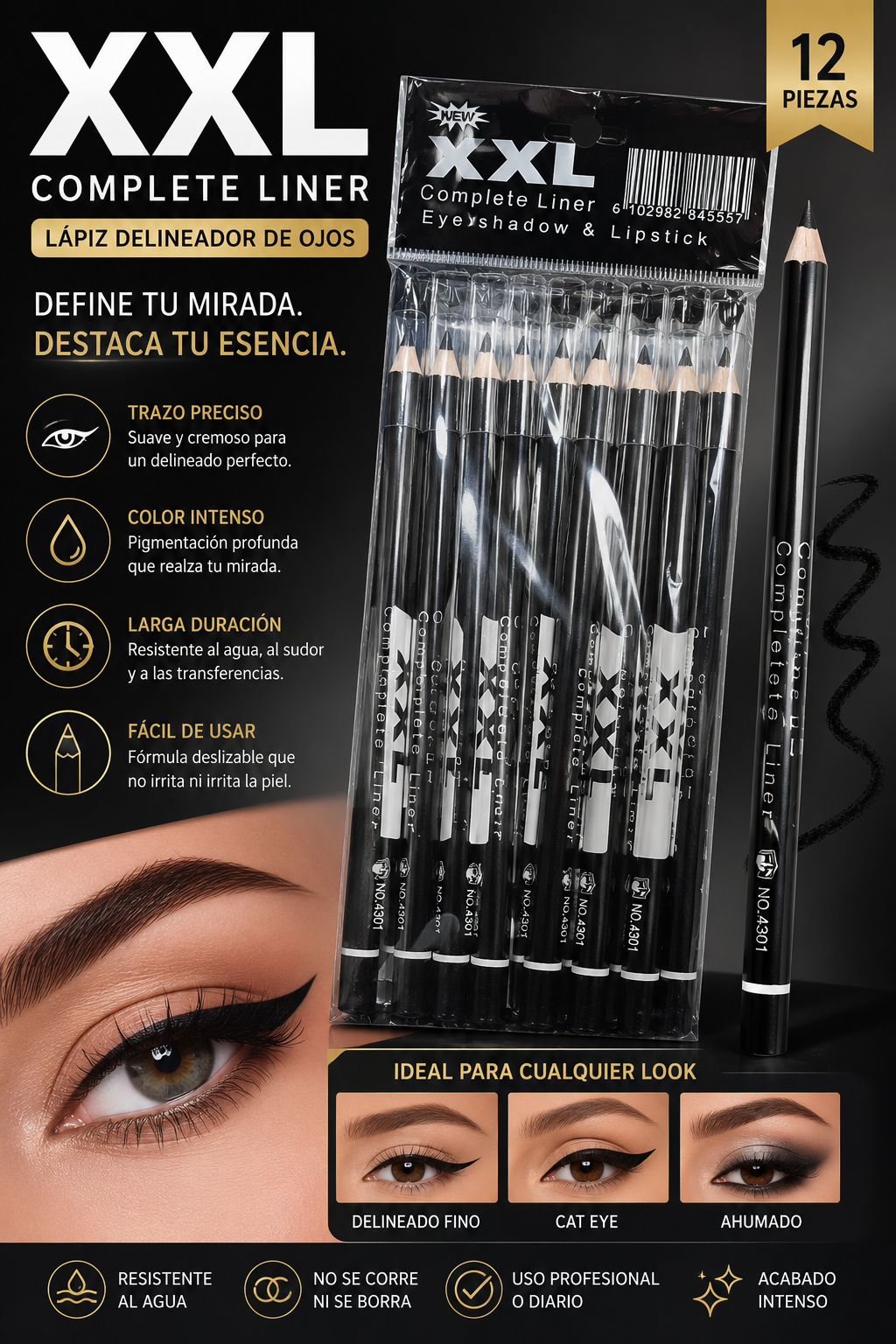 Xxl delineador de ojos x12