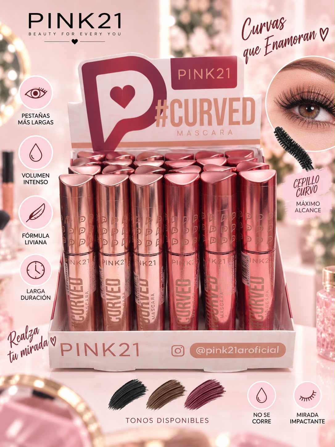 Pink 21 mascara curved