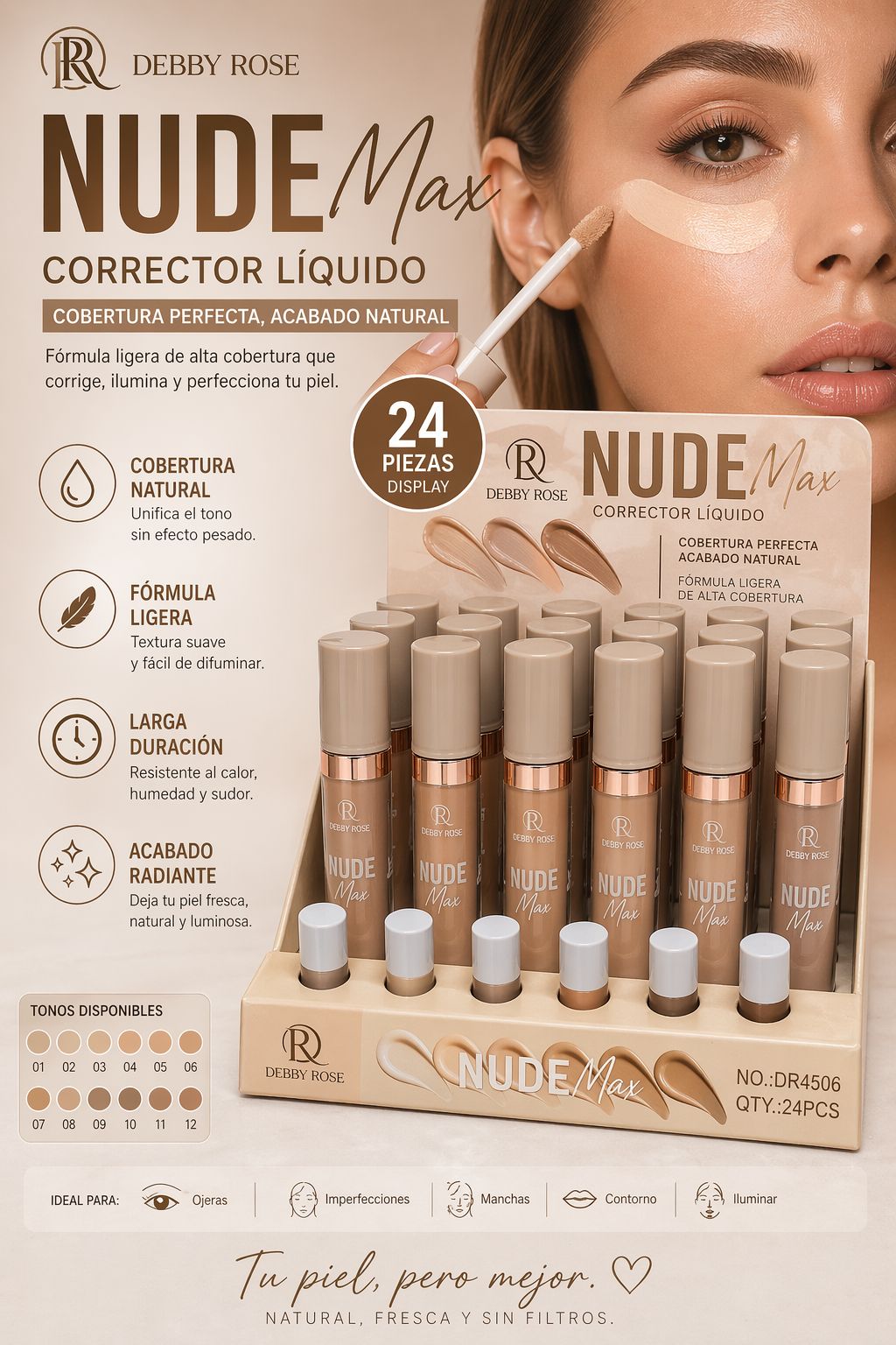 Corrector líquido Nude Max Debby Rose