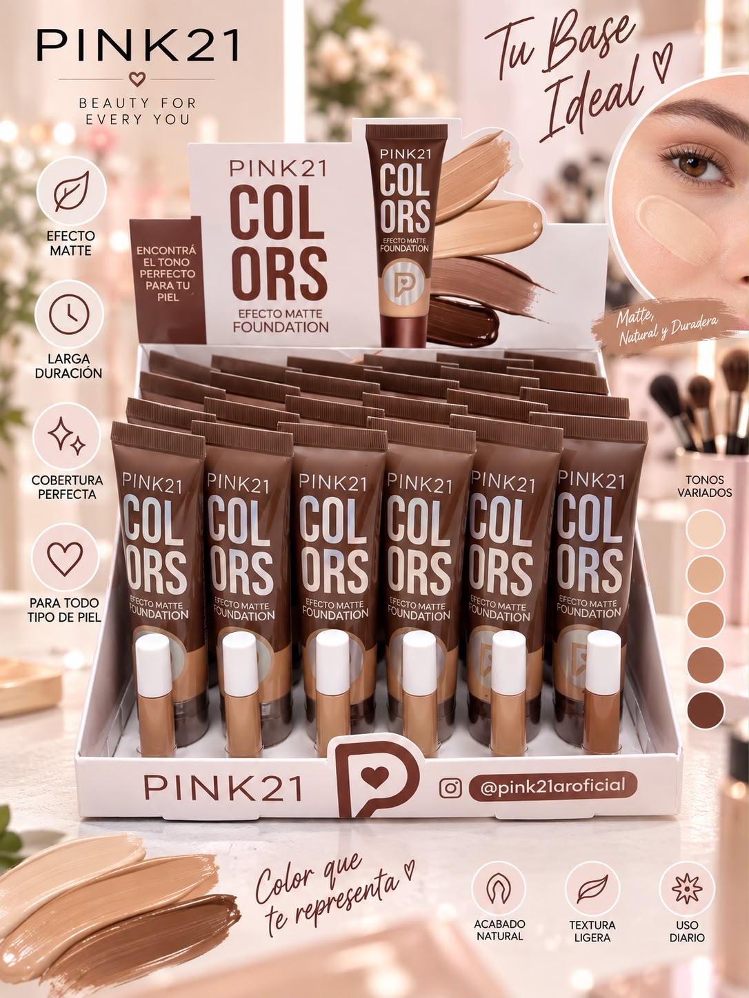 Pink 21 base líquido efecto matte