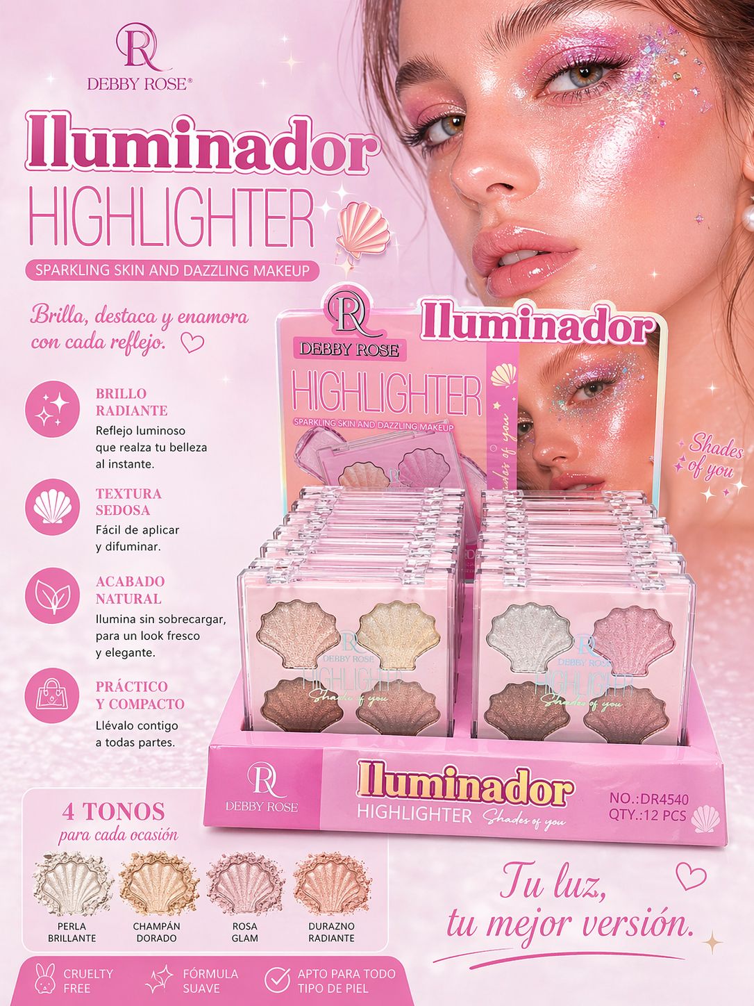 Iluminador Debby Rose 4 colores