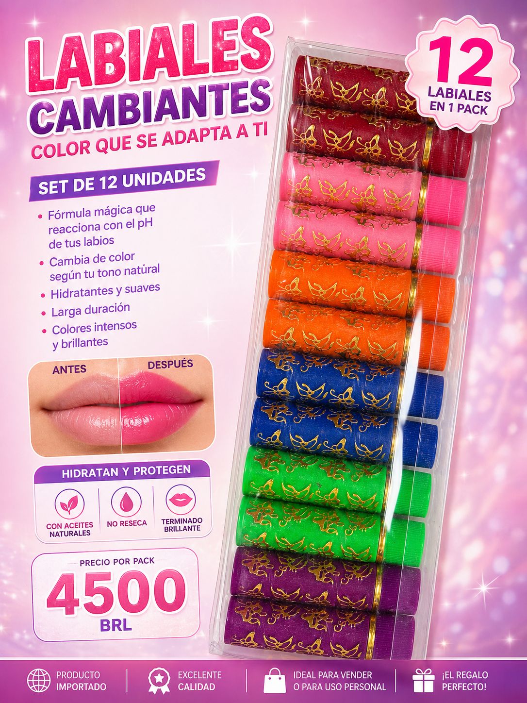 Labiales cambiantes paquete 12U